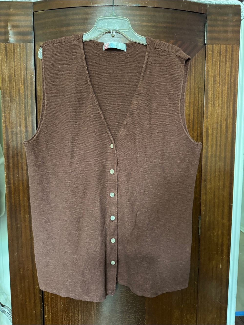 Free People Beach Sleeveless Brown Button-Front Top
